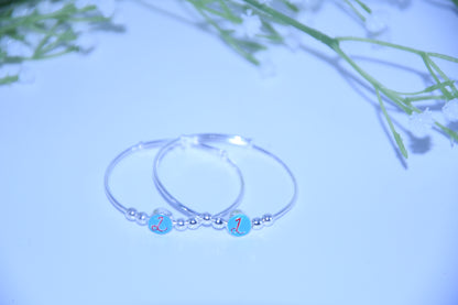 92.5 Silver Initial Blue ‘L’ Kadas (Pair of 2)