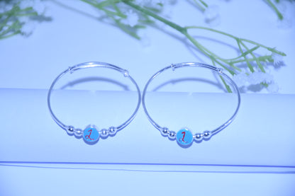 92.5 Silver Initial Blue ‘L’ Kadas (Pair of 2)