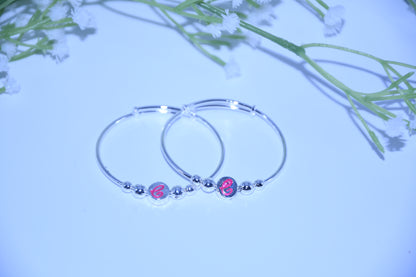92.5 Silver Initial rhodium ‘C’ Kadas (Pair of 2)