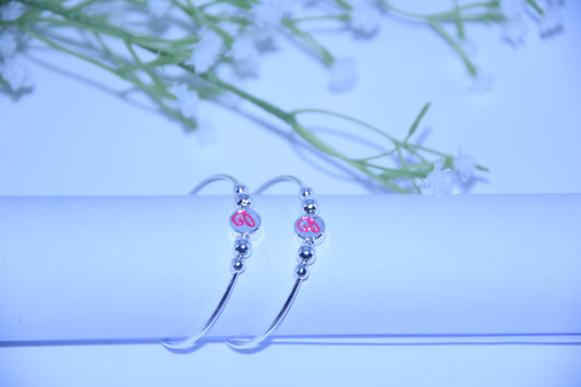 92.5 Silver Initial rhodium ‘C’ Kadas (Pair of 2)