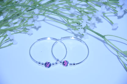 92.5 Silver Initial rhodium ‘Y’ Kadas (Pair of 2)