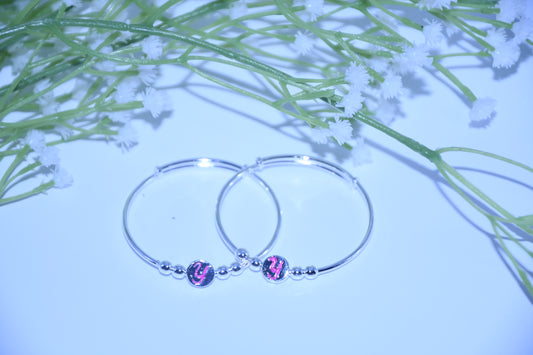 92.5 Silver Initial rhodium ‘Y’ Kadas (Pair of 2)