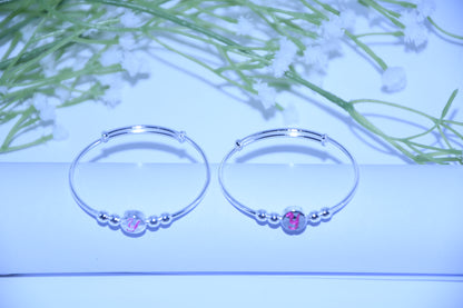 92.5 Silver Initial rhodium ‘Y’ Kadas (Pair of 2)
