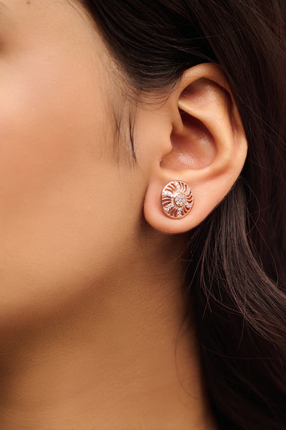 Diamond Studded Vintage Swirl 92.5 Silver Earrings