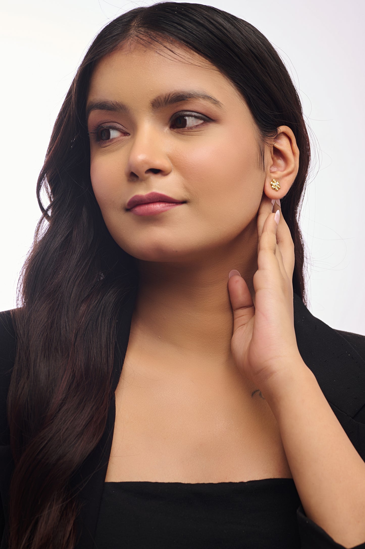 Matte Petal Flower Stud Earrings