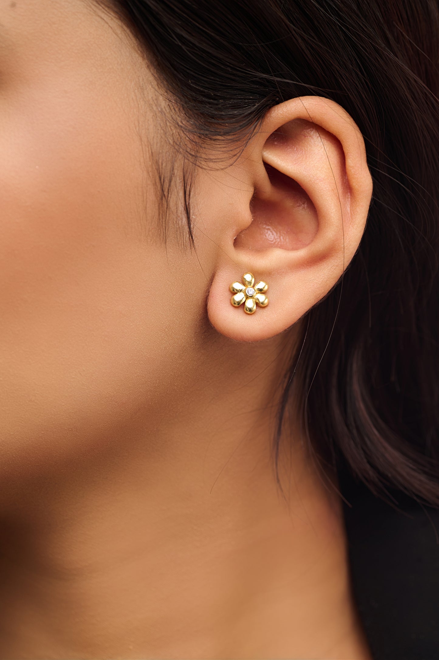 Matte Petal Flower Stud Earrings