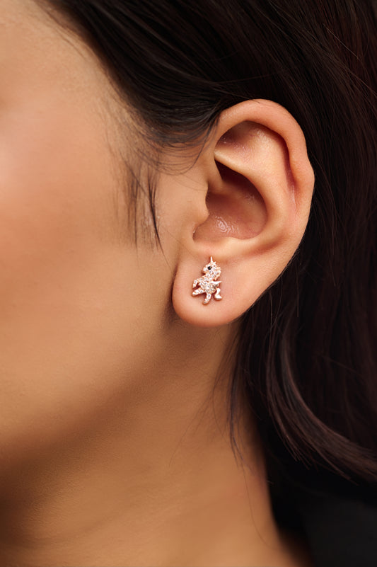 Sparkling Unicorn Stud Earrings in Silver