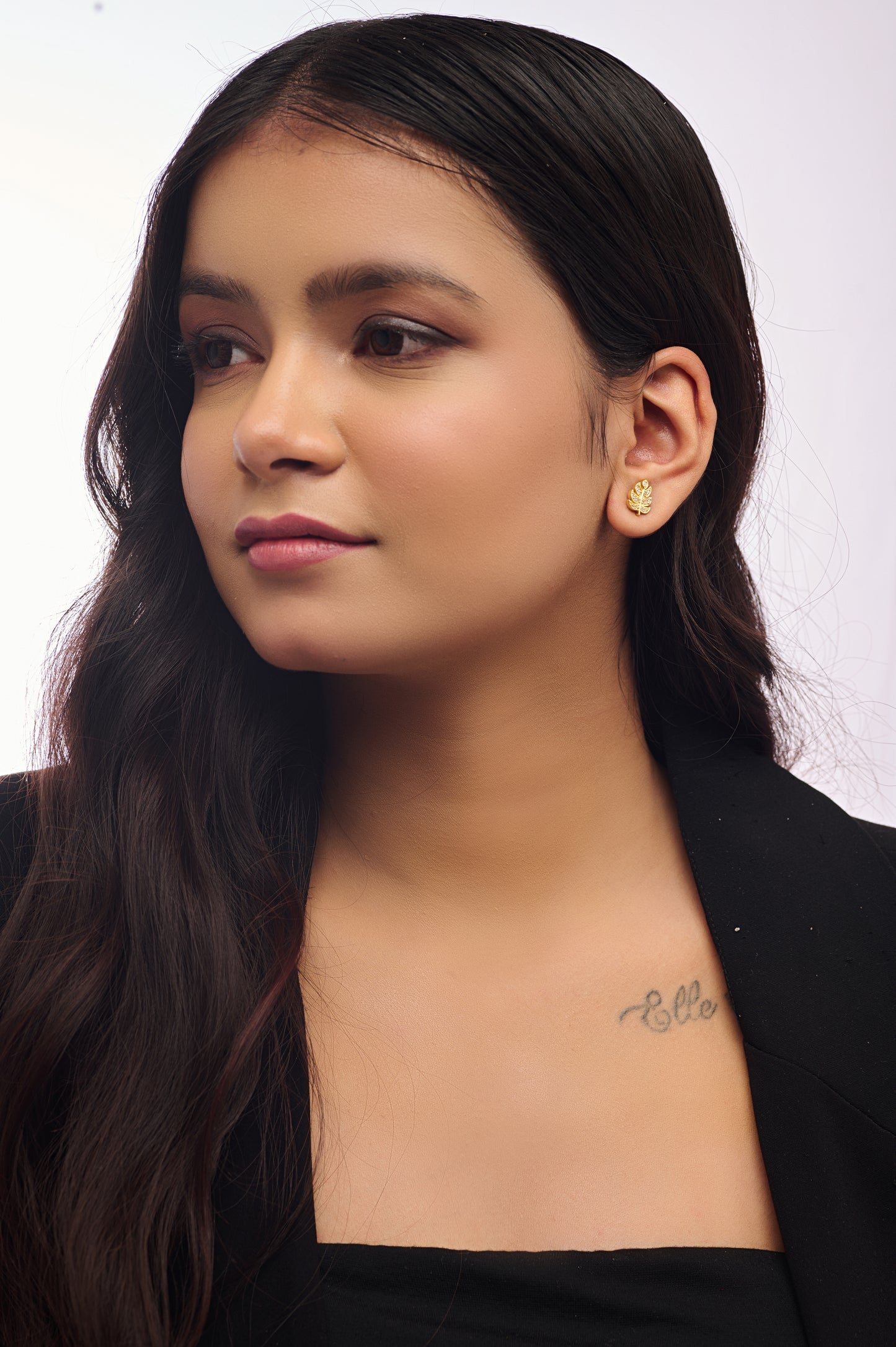 Leaf Vein Stud Earrings