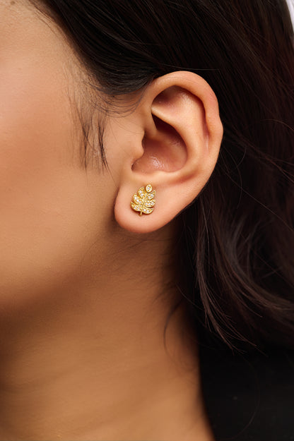 Leaf Vein Stud Earrings