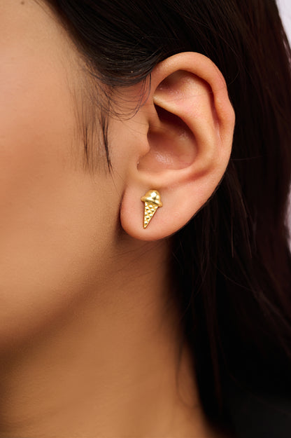 Ice Cream Cone Stud Earrings in Silver