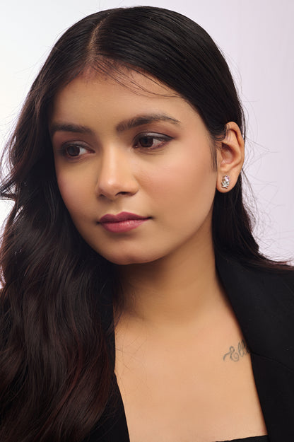 Octopus Stud Earrings with Pink Stone