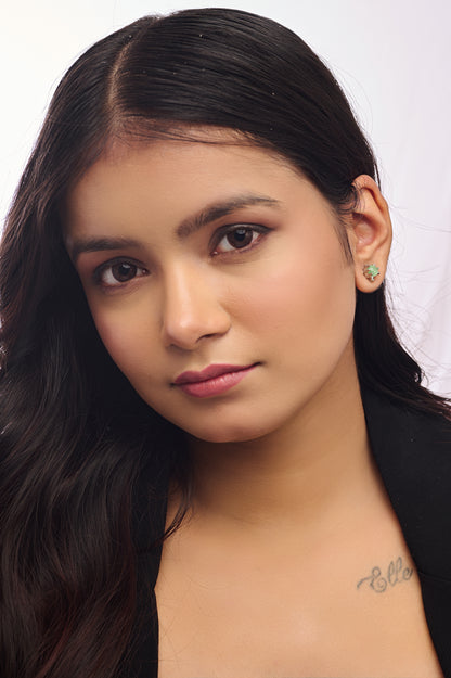 Turtle Stud Earrings with Green Shell