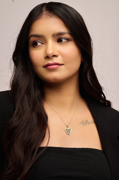 Mini Mosaic Heart Silver Necklace