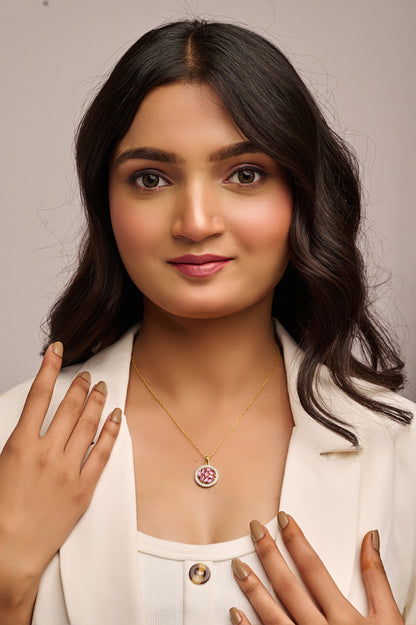 Mini Mosaic Circle Silver Necklace