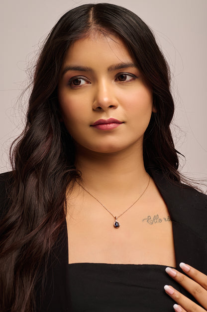 Curved Blue Drop Pendant in Silver Frame