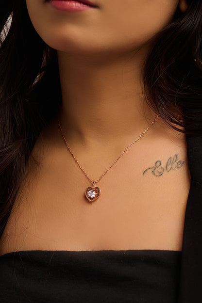 Silver Heart with Center Stone Necklace