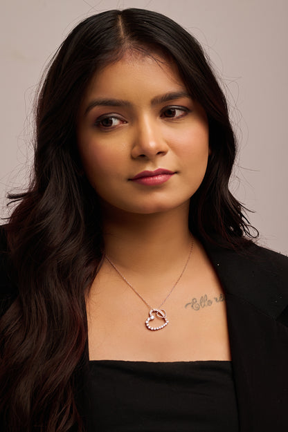 92.5 Silver Tone Heart Pendant Necklace