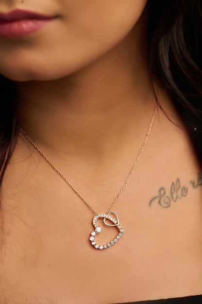 92.5 Silver Tone Heart Pendant Necklace