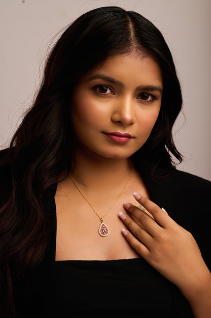 Mini Mosaic Teardrop Silver Necklace