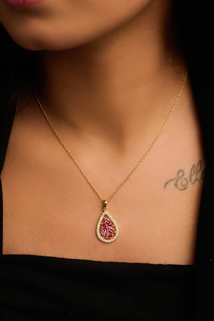 Mini Mosaic Teardrop Silver Necklace