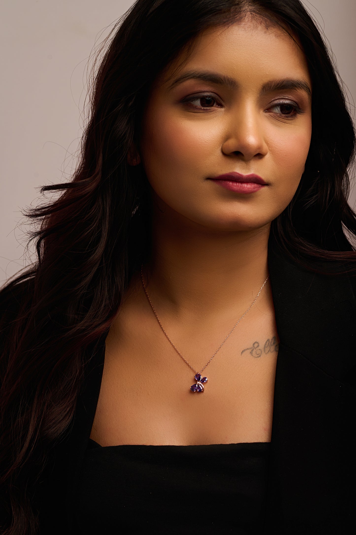 Purple Stone Butterfly Pendant