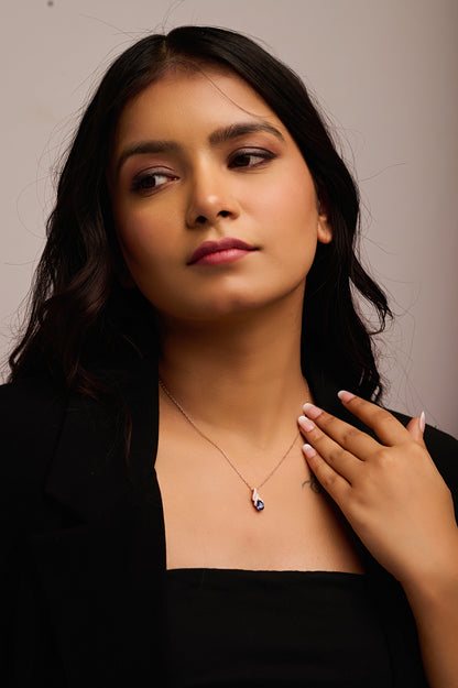 Royal Blue Teardrop 92.5 Silver Pendant Chain