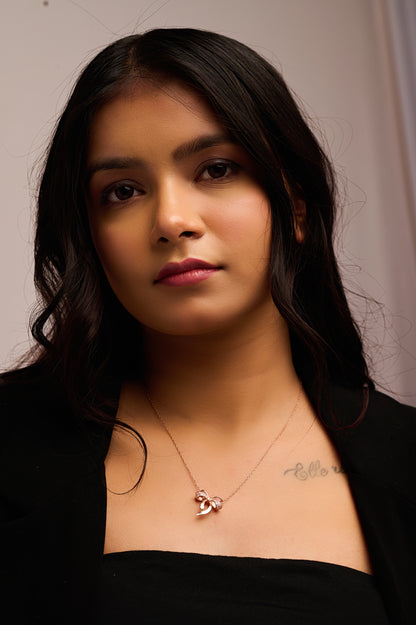 Bow Pendant with Sparkle 92.5 Silver Pendant Chain