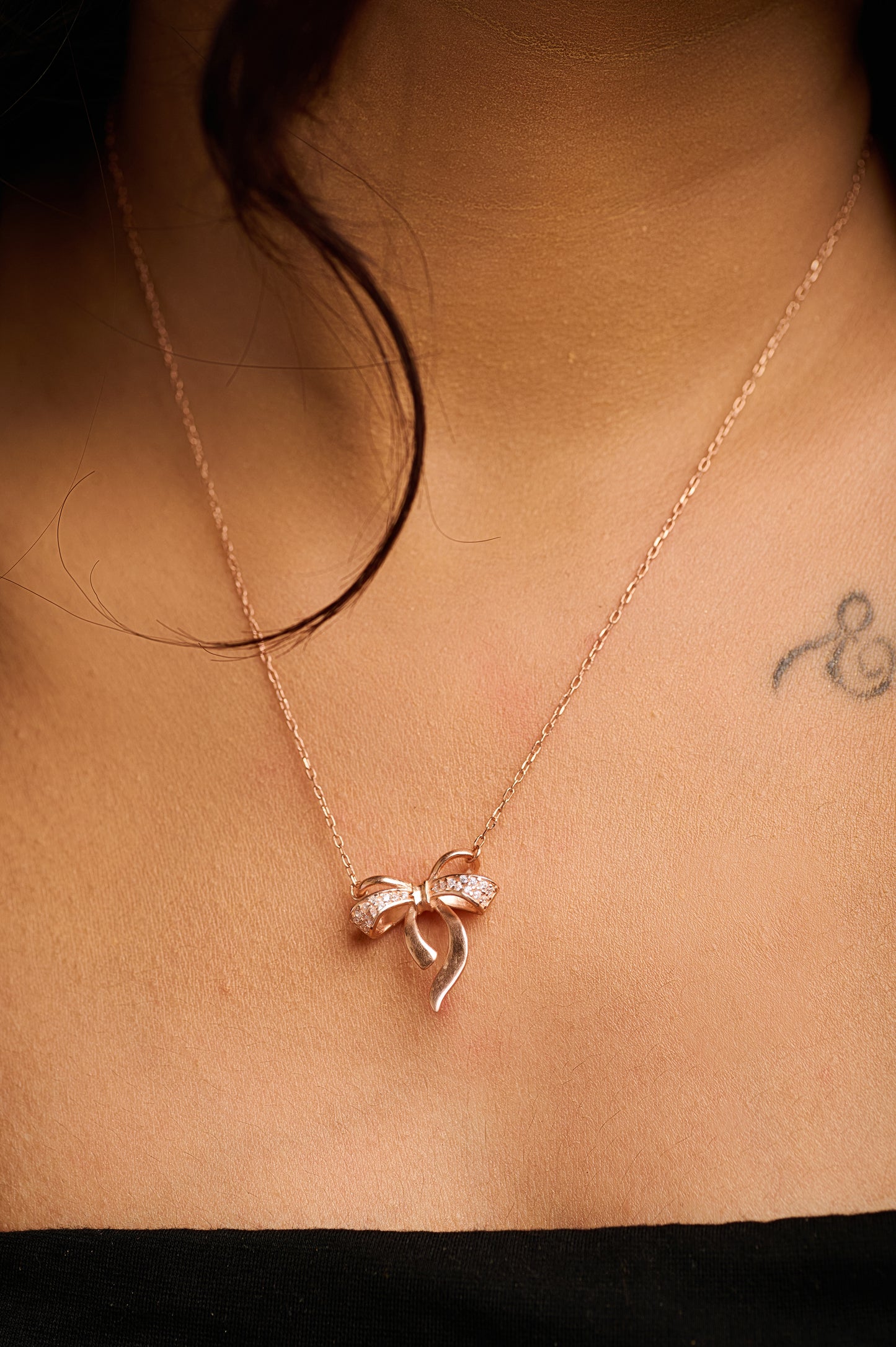 Bow Pendant with Sparkle 92.5 Silver Pendant Chain