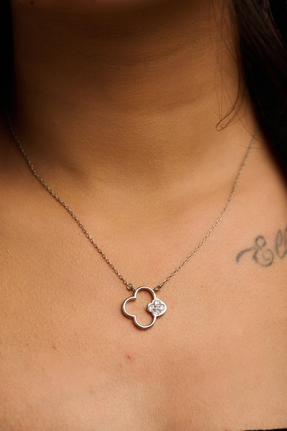 Silver Four-Leaf Clover Pendant Necklace