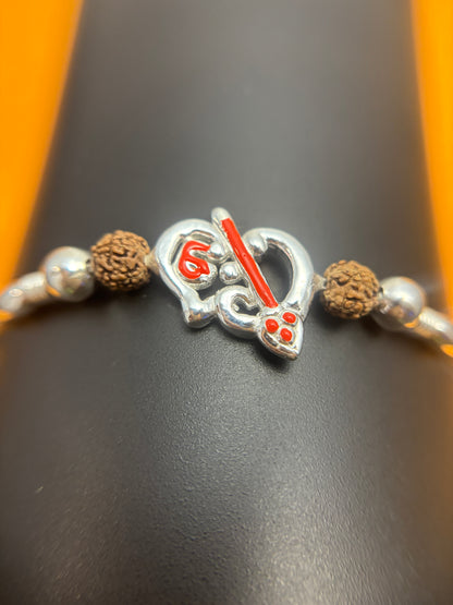 92.5 Silver Murugan Rudraksh Bracelet