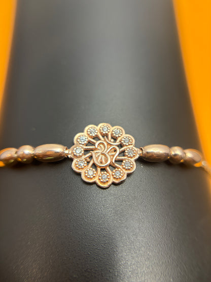 92.5 Silver Floral 'Om' Bracelet