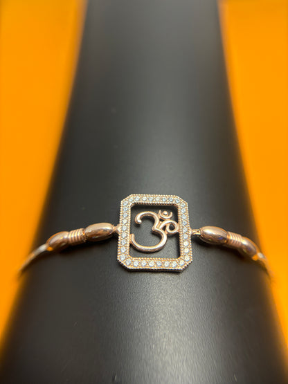 92.5 Silver Om Frame Bracelet