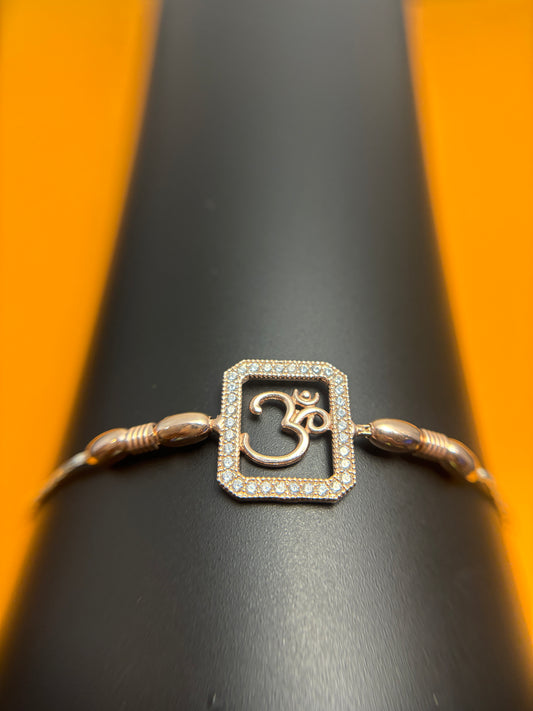 92.5 Silver Om Frame Bracelet