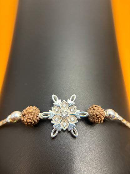 92.5 Silver Floral Rudraksha Bracelet
