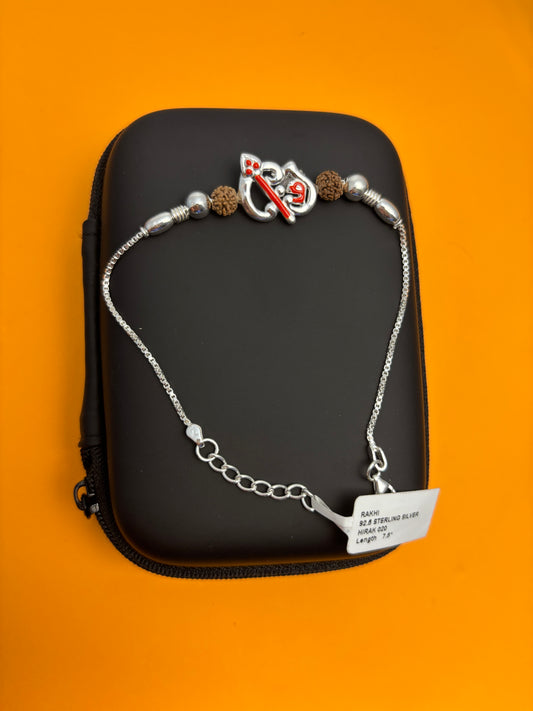 92.5 Silver Murugan Rudraksh Bracelet