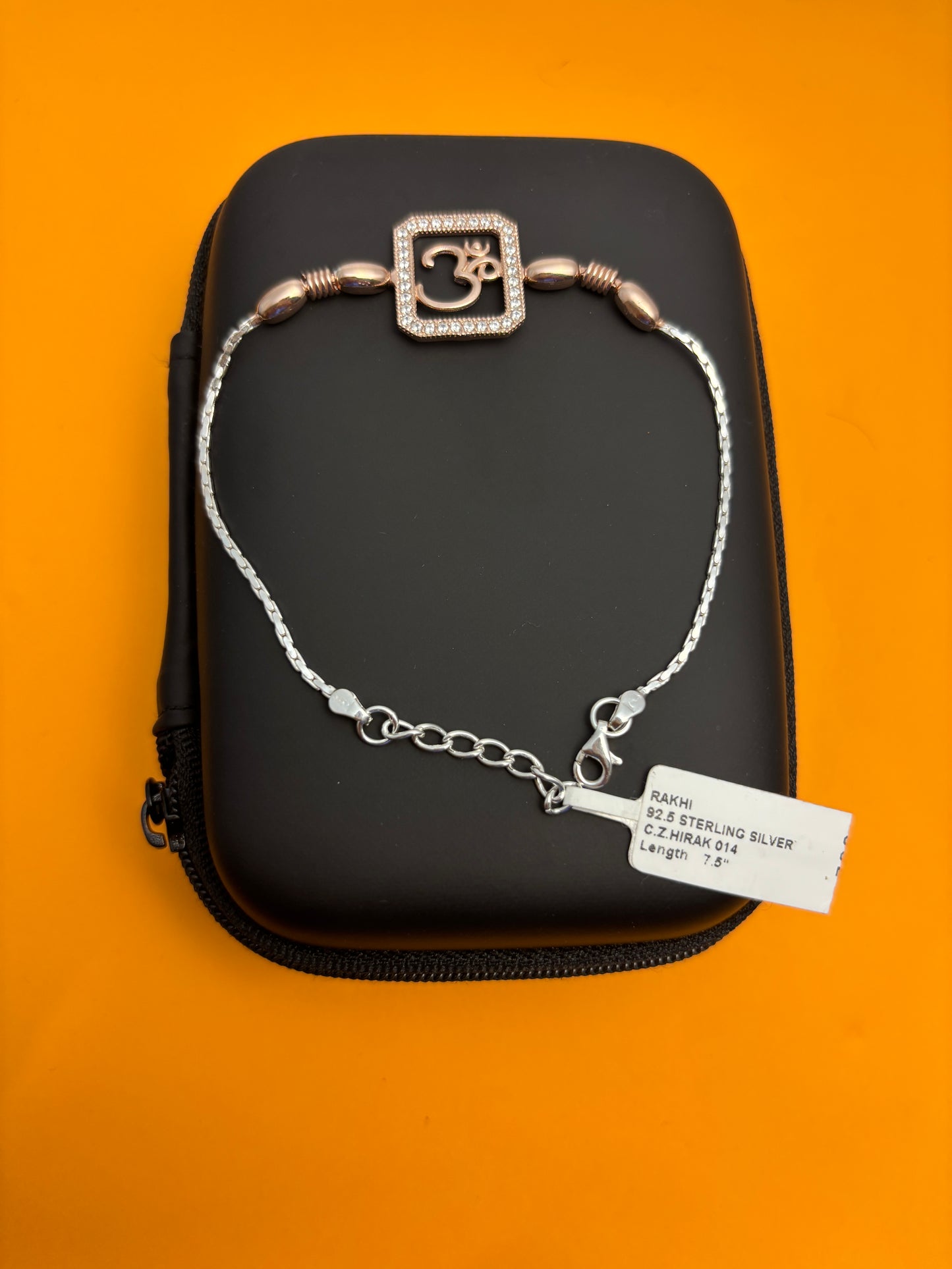 92.5 Silver Om Frame Bracelet