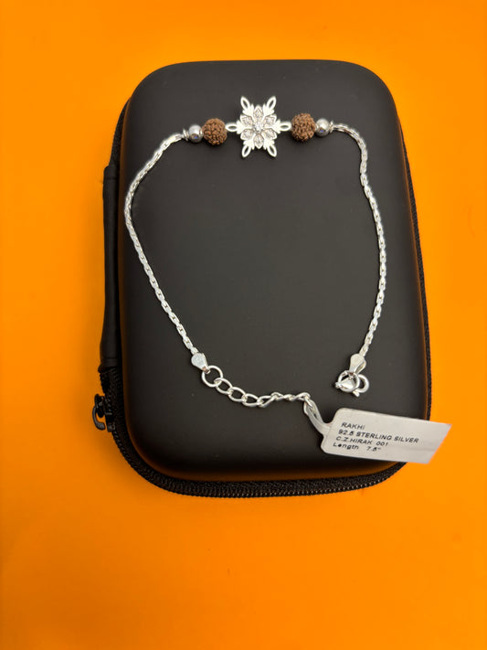 92.5 Silver Floral Rudraksha Bracelet