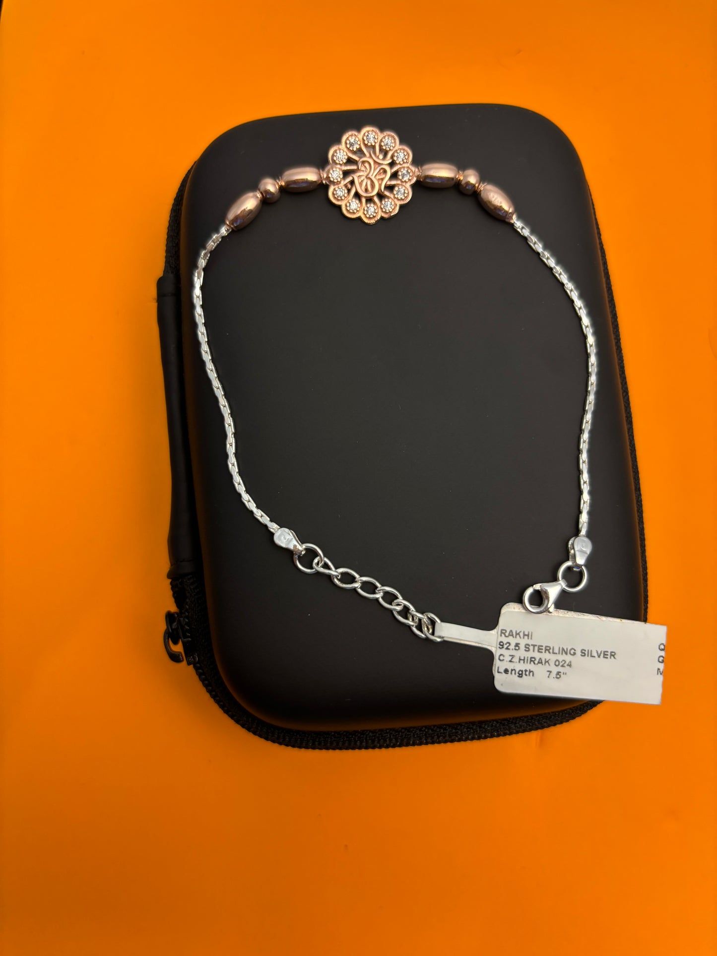 92.5 Silver Floral 'Om' Bracelet