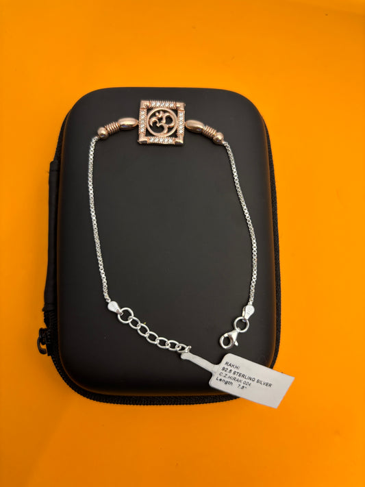 92.5 Silver Om Bracelet