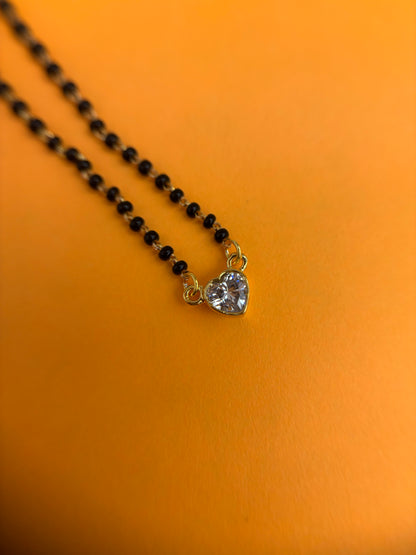 92.5 Silver Heart Solitaire Mangalsutra