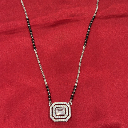 92.5 Silver Octagan stone Mangalsutra