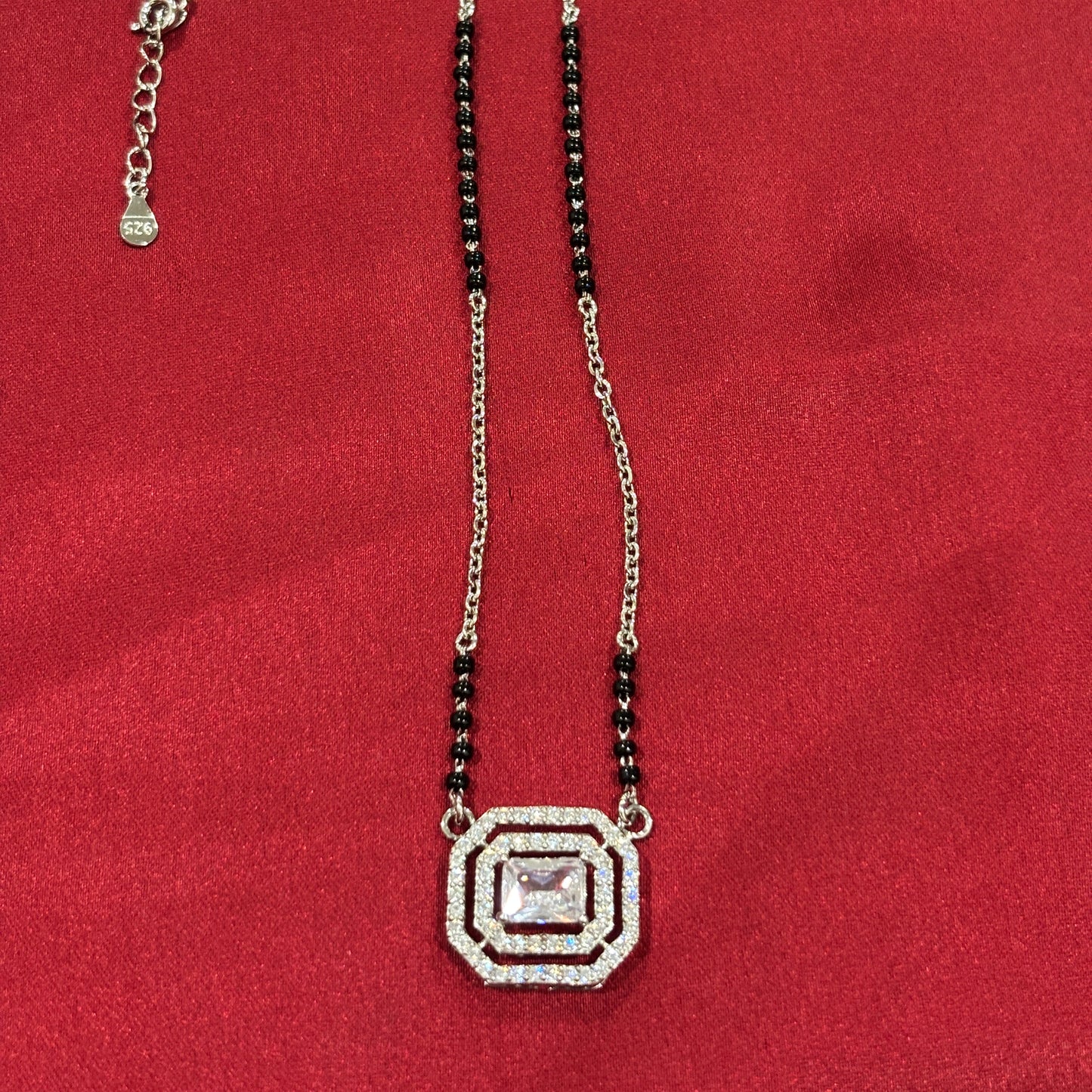 92.5 Silver Octagan stone Mangalsutra