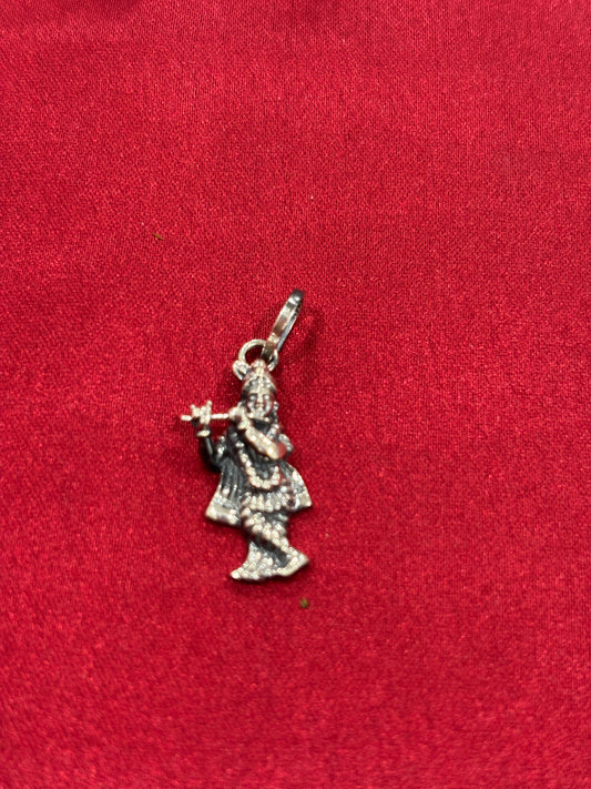 92.5 Silver Krishna Oxidised Pendant