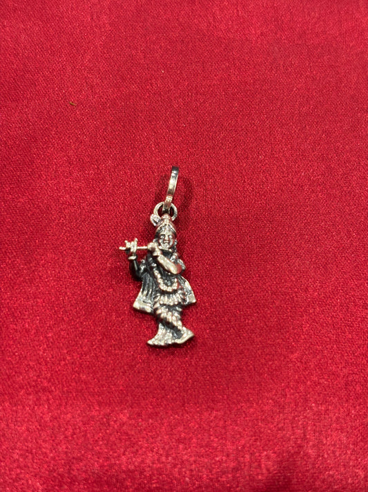 92.5 Silver Krishna Oxidised Pendant