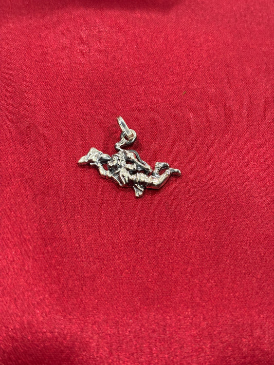 92.5 Silver Hanuman Oxidized Pendant Model2