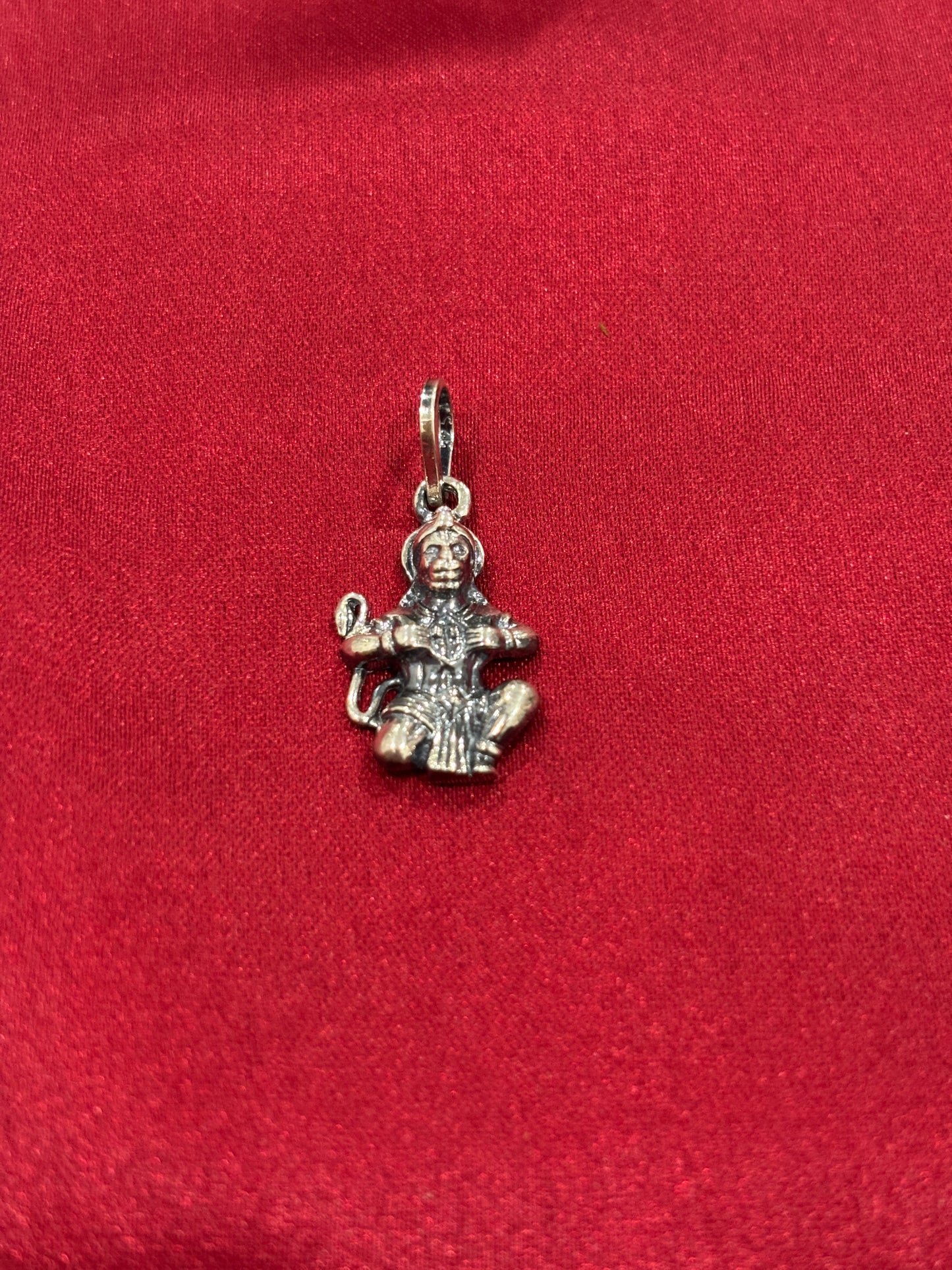 92.5 Silver Hanuman Oxidized Pendant Model3