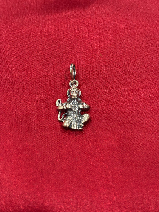 92.5 Silver Hanuman Oxidized Pendant Model3