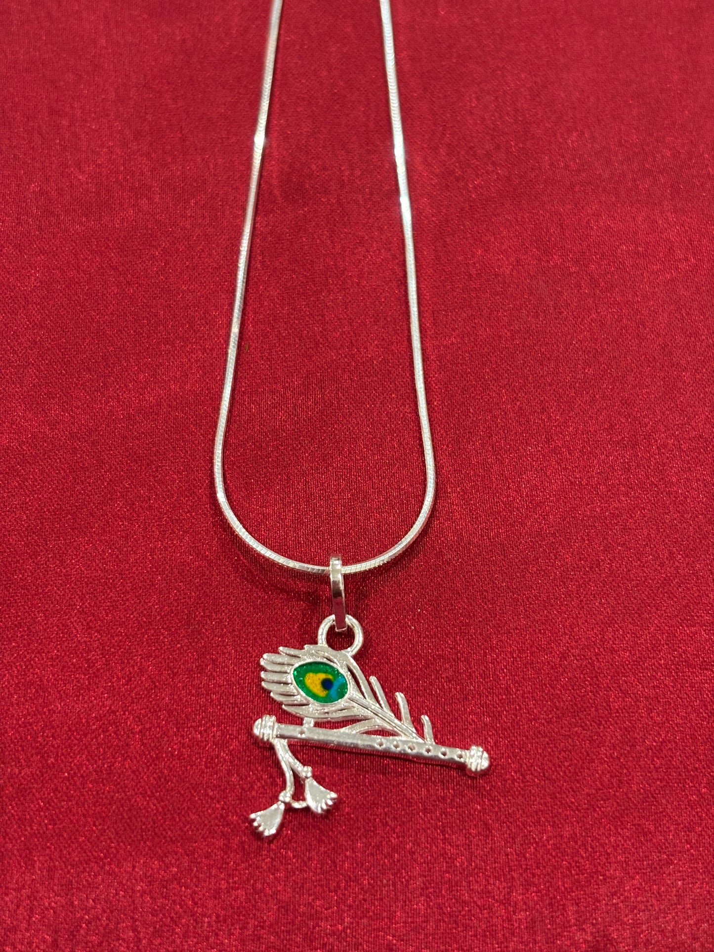 92.5 Silver Krishna Flute Pendant