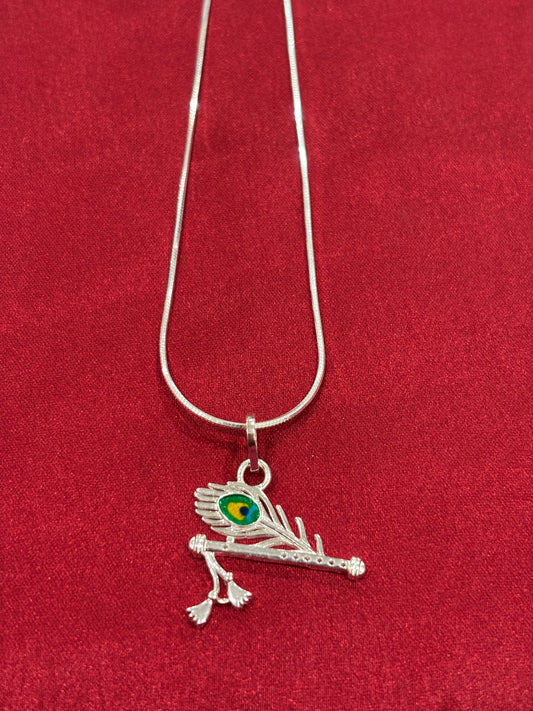 92.5 Silver Krishna Flute Pendant
