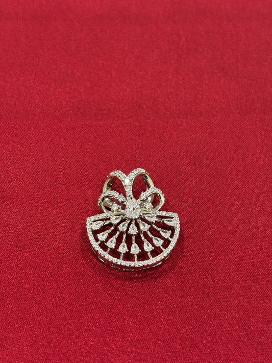 92.5 Silver Fan inspired Zircon Pendant